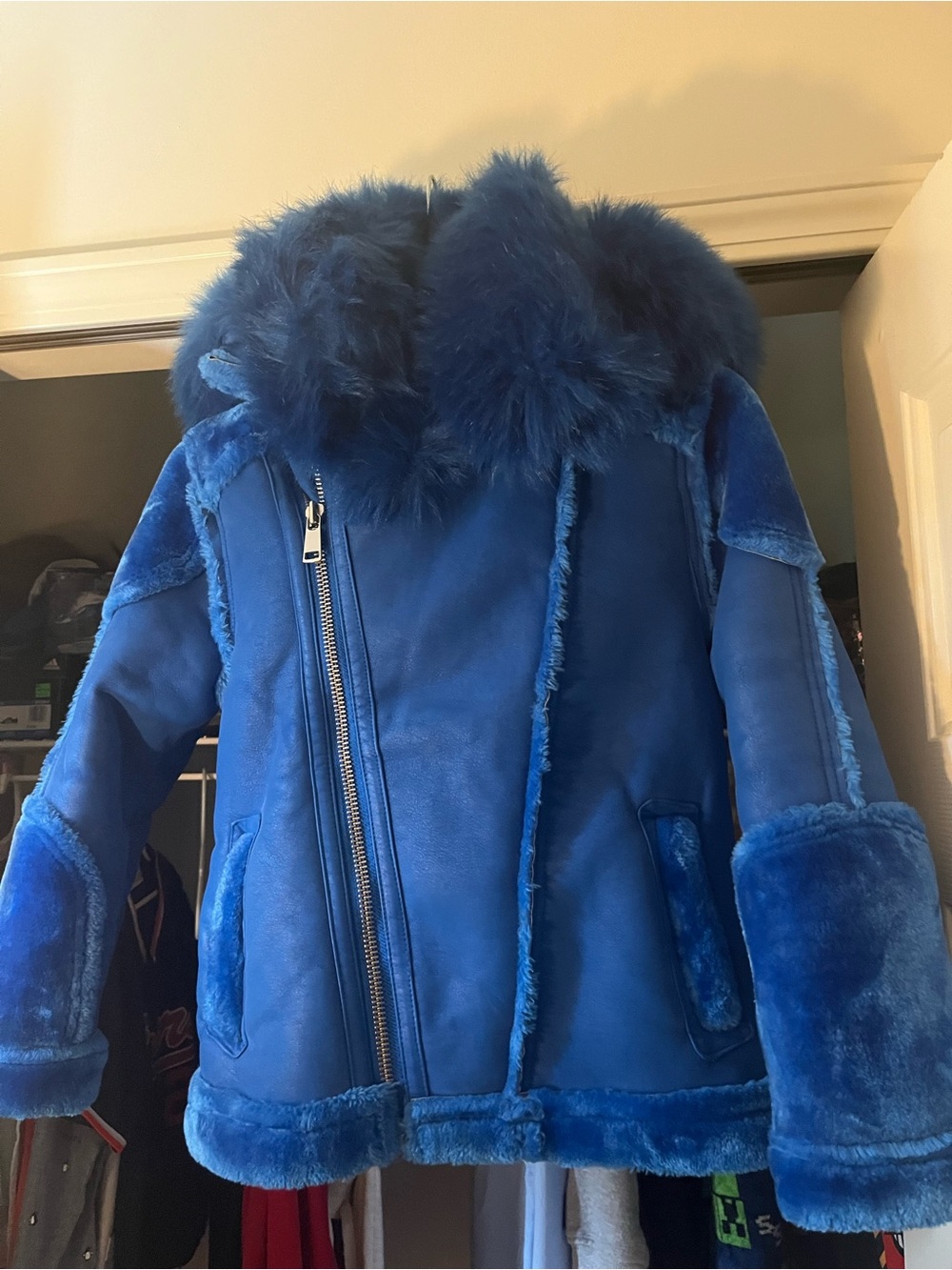 Jordan Craig Royal Blue Faux Shearling Teddy Jacket